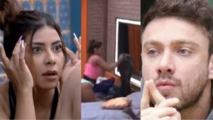 Ingrid se revolta com Vini Fazendeiro da semana e joga esterco nas roupas dele em A Fazenda 14 (Reprodução/ PlayPlus)