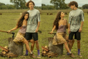 Pantanal - Fim da linha para os pombinhos? Juma (Alanis Guillen) 'chuta' Jove (Jesuíta Barbosa) após dar à luz e volta para a tapera (Foto: Reprodução / Globo)