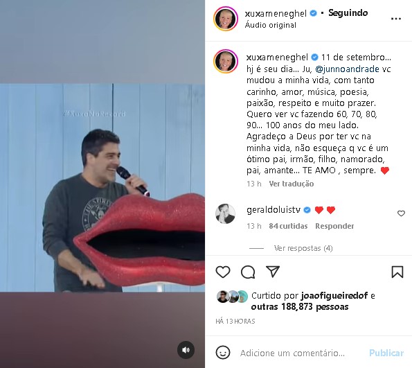 Xuxa Meneghel decidiu se derreter por Junno Andrade, seu namorado (Foto: Reprodução)