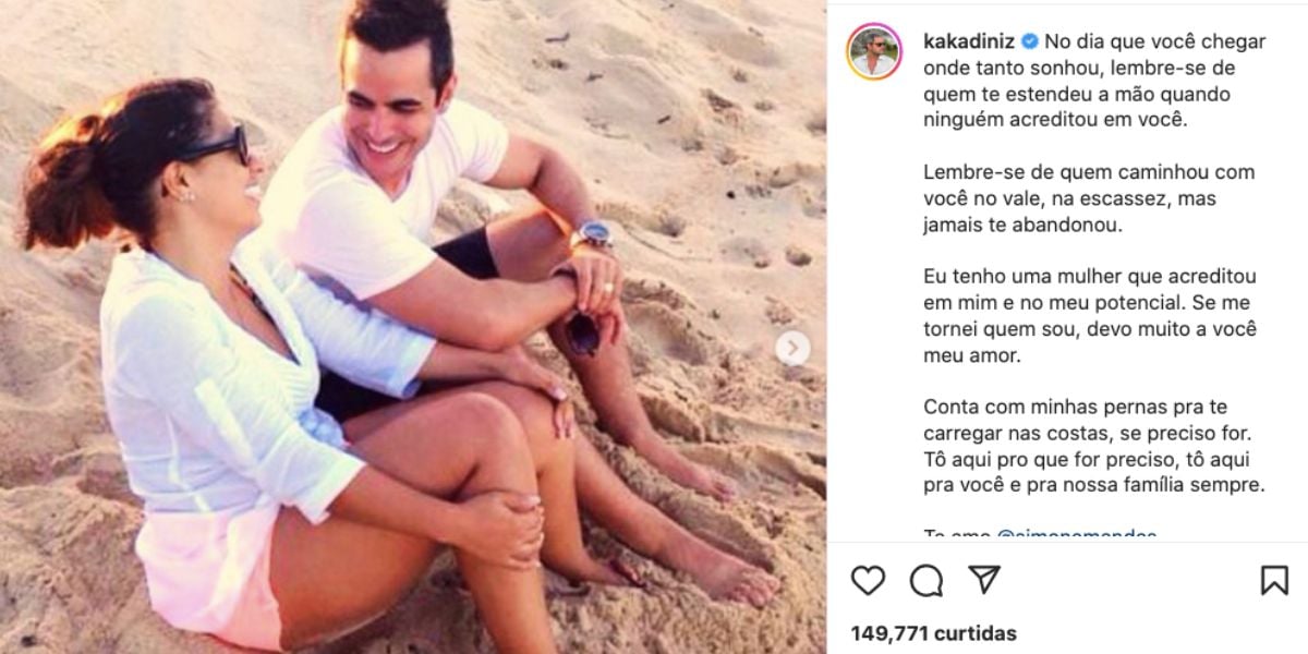 De acordo com Kaká Diniz, Simone tem que saber quem esteve do seu lado nos piores momentos (Reprodução)