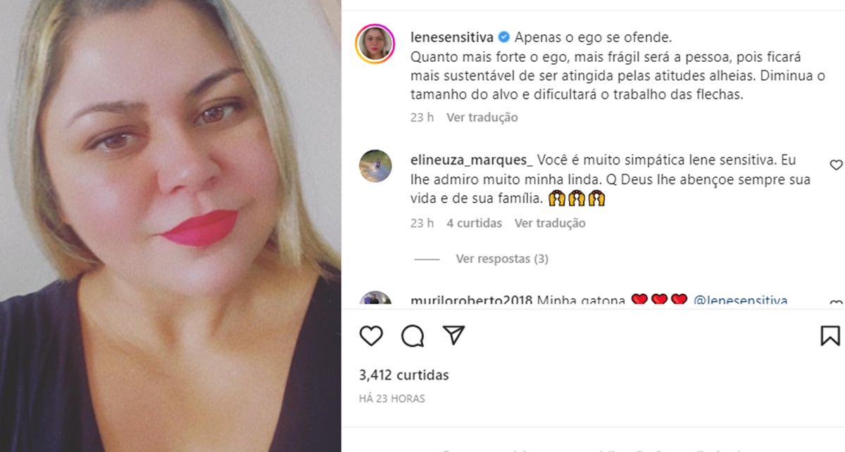 Lene Sensitiva em suas redes sociais, manda áudio ao TV Foco com previsão à famoso cantor 