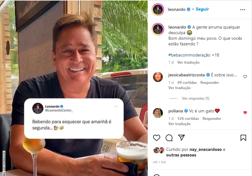 Leonardo revela o que estava fazendo - Foto: Reprodução