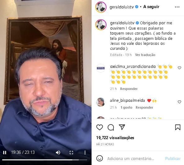 Geraldo Luís decidiu fazer um longo desabafo em um vídeo no Instagram (Foto: Reprodução)