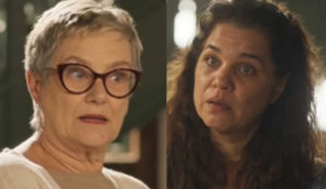 Mariana (Selma Egrei) vai propor negócio a Maria Bruaca (Isabel Teixeira) em Pantanal (Foto: Reprodução / Globo)