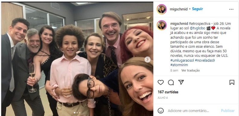 Miguel Schmid estreou nas novelas em Um Lugar ao Sol, da Globo (Foto: Reprodução/Instagram)