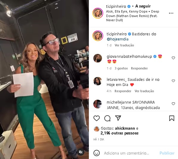 Ticiane Pinheiro mostrou os bastidores do Hoje em Dia, programa da Record (Foto: Reprodução/ Instagram)