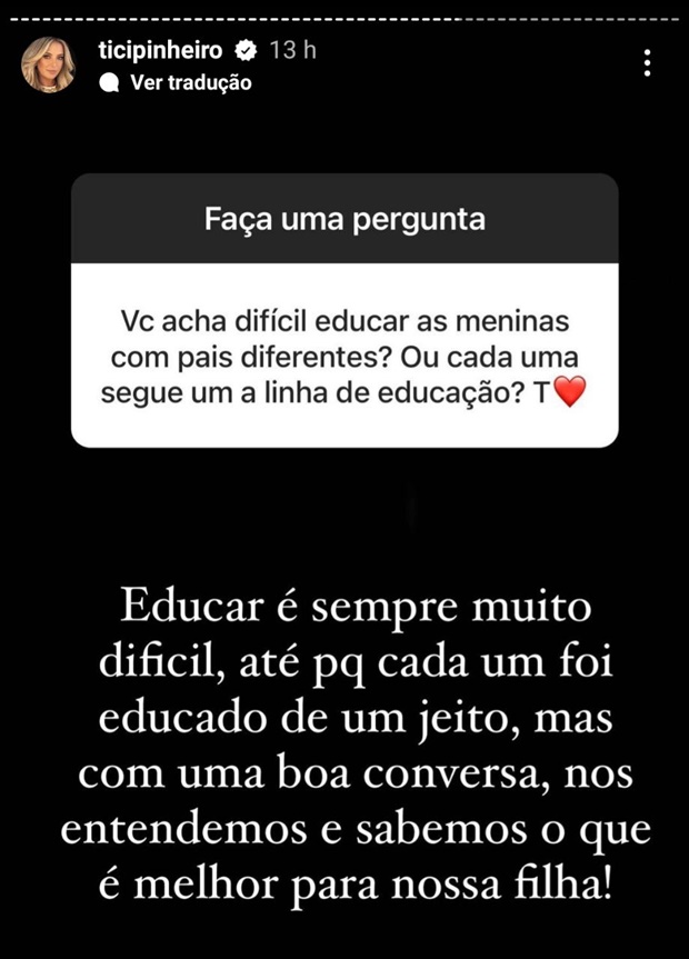 Ticiane Pinheiro é muito sincera sobre criação das filhas de pais diferentes 