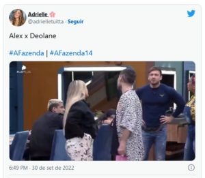 Deolane e Alex brigaram em A Fazenda após dinâmica com Rodrigo Faro; Vini se meteu no final (Foto: Reprodução / Twitter)