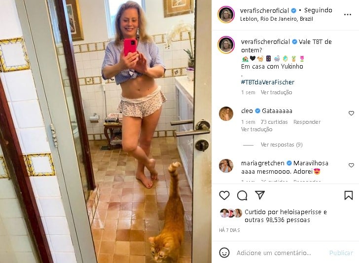 Vera Fischer surpreendeu ao deixar a barriga do lado e fora (Foto: Reprodução/ Instagram)