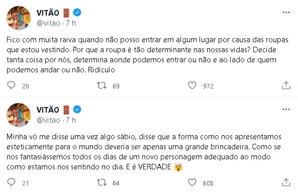 Vitão se revoltou com comentários sobre seu estilo e detonou (Foto: Reprodução)