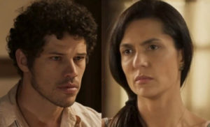 Tadeu (José Loreto) vai sofrer horrores pela vontade de Zefa (Paula Barbosa) em se casar em Pantanal (Foto: Reprodução / Globo)