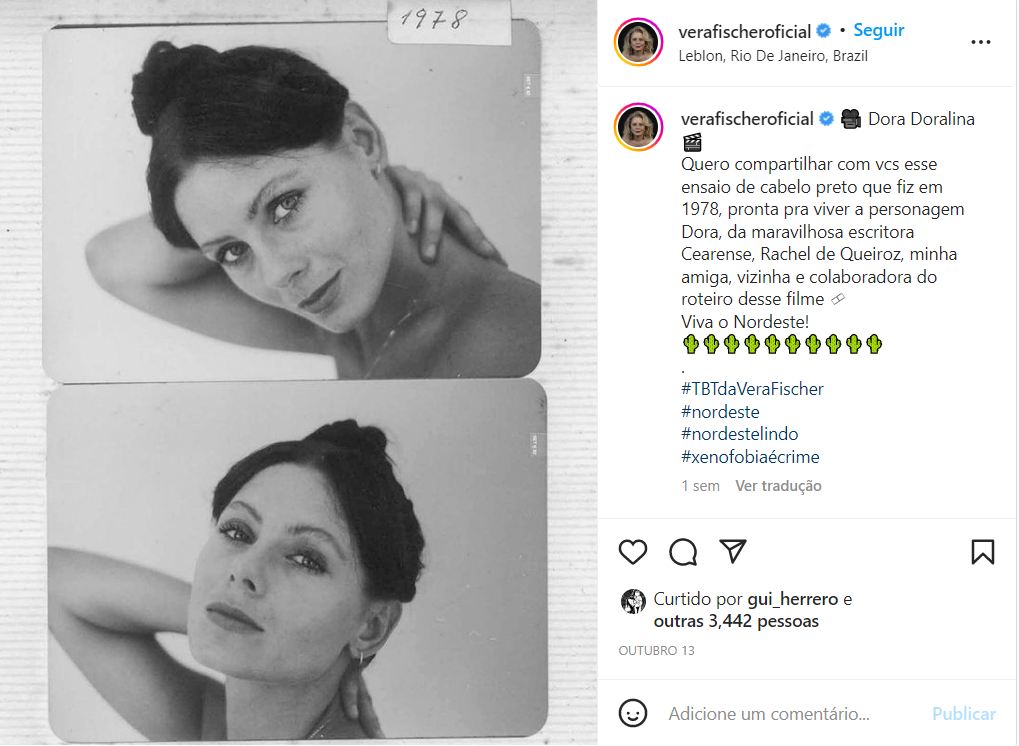 Vera Fisher postou um TBT que tirou o fôlego dos seus seguidores (Foto Reprodução/Instagram)