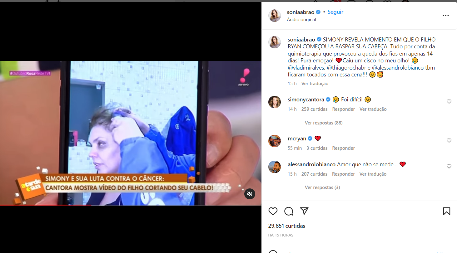 O momento foi compartilhado por Sônia Abrão nas redes sociais (Foto Reprodução/Instagram)