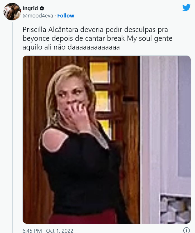 Priscilla Alcântara recebeu algumas críticas após participação no Caldeirão com Mion (Foto Reprodução/Twitter)