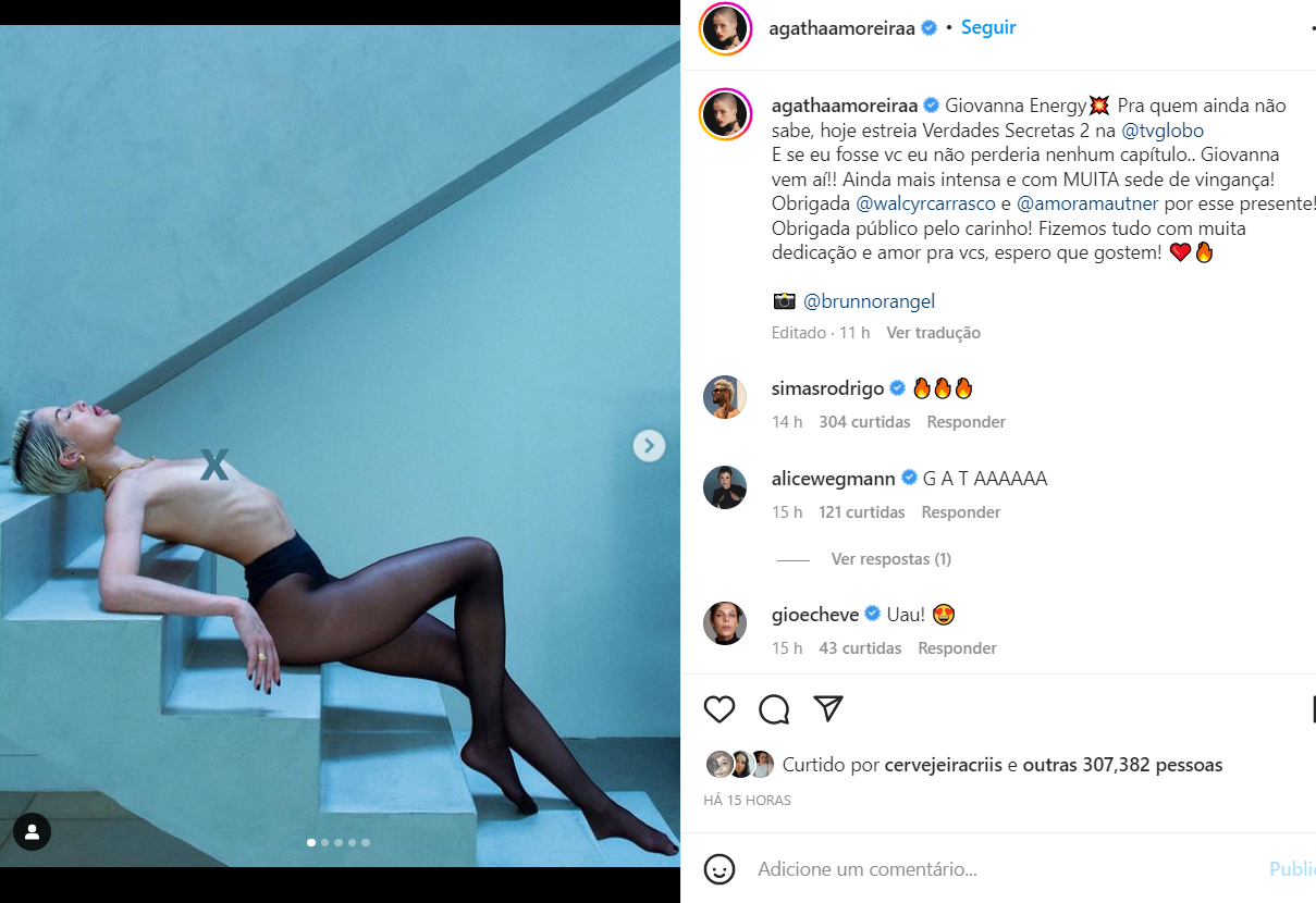 Agatha Moreira enlouquece fãs com foto ousada em suas redes sociais (Foto Reprodução/Instagram)