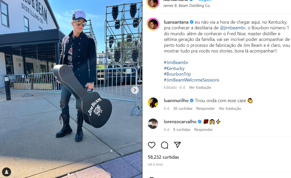 Um dos cliques que Luan Santana compartilhou em suas redes sobre a viagem (Foto Reprodução/Instagram)