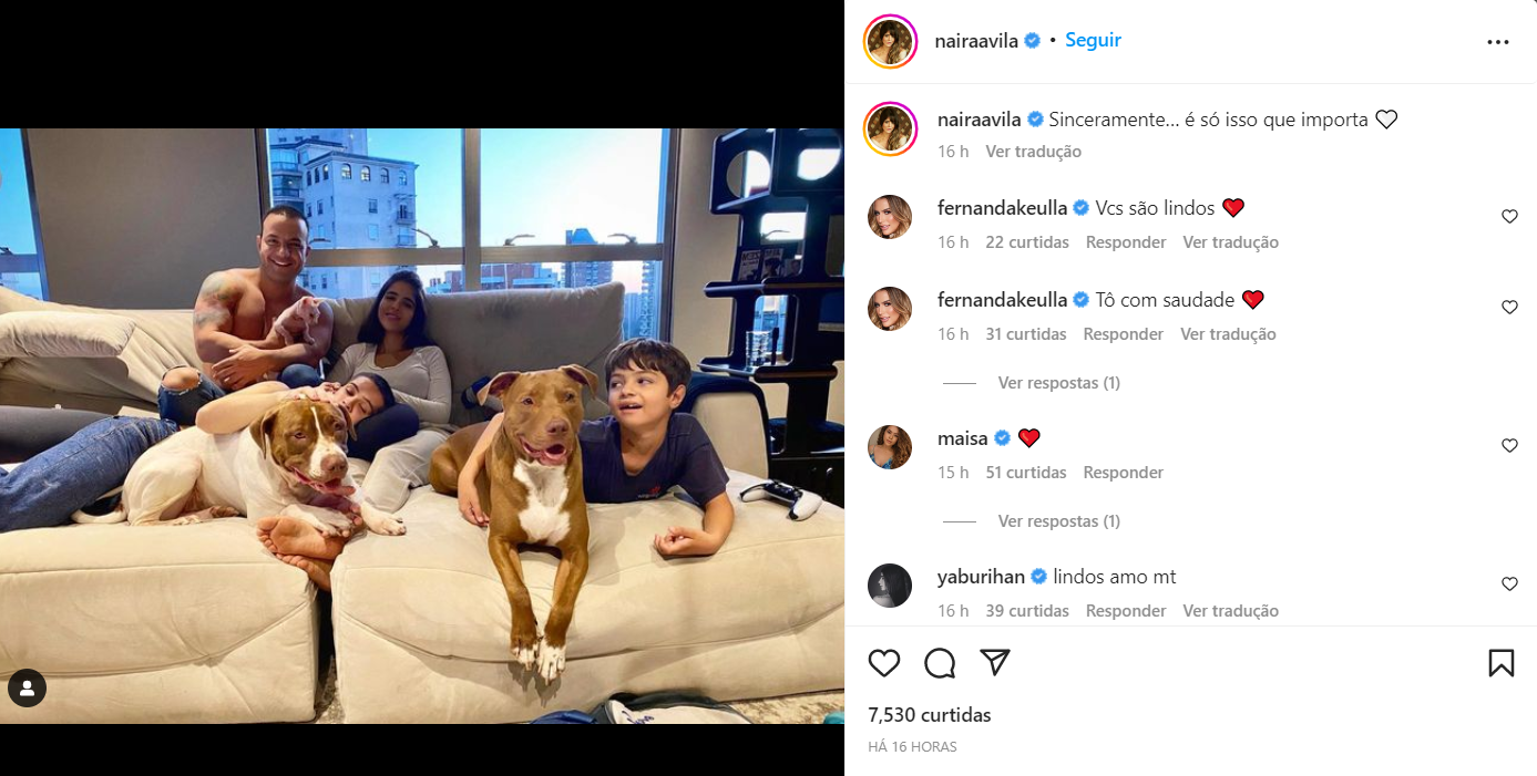 Clique compartilhado por Naira nas redes sociais (Foto Reprodução/Instagram)