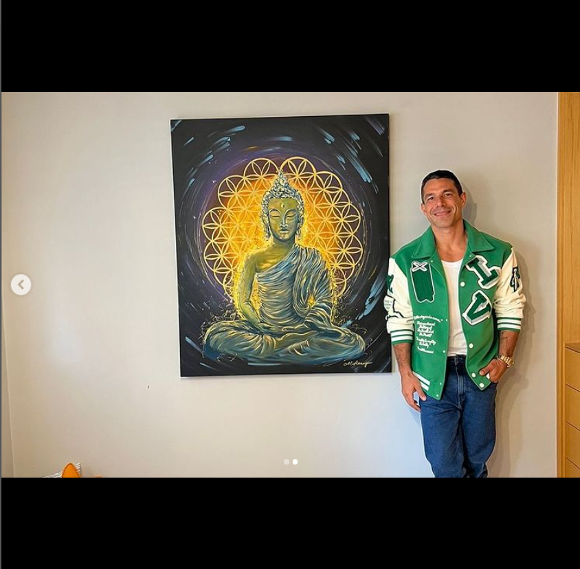 Marcus Buaiz mostra canto aonde tem um quadro de "Buda "meditando (Foto Reprodução/Instagram)