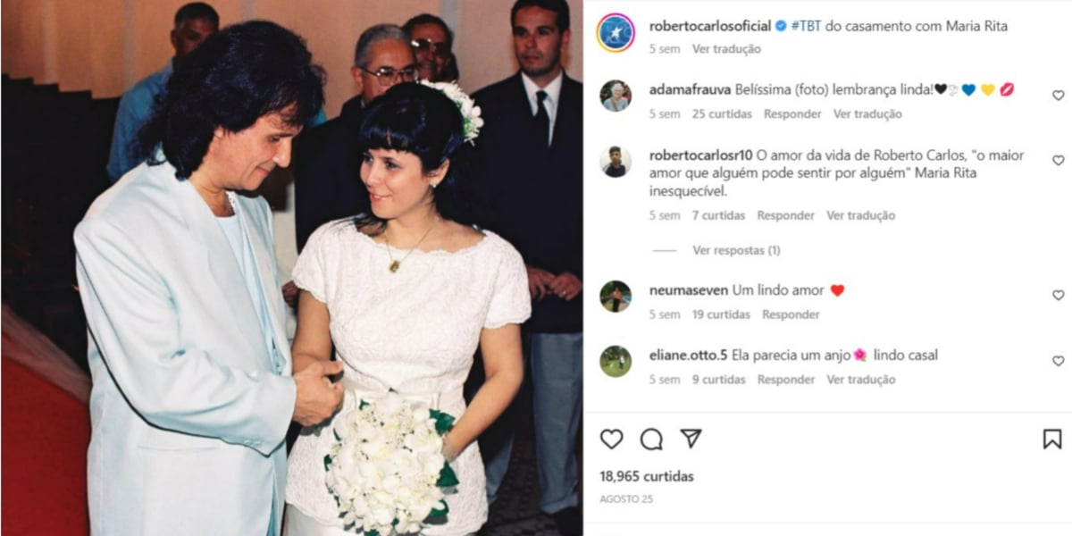 Roberto Carlos com a ex-mulher, Maria Rita (Foto: Reprodução/Instagram)