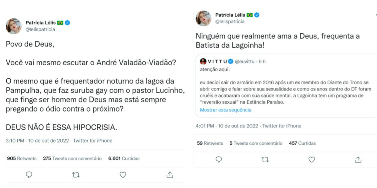 Declarações de Patrícia Lélis sobre André Valadão (Foto: Reprodução/Twitter)