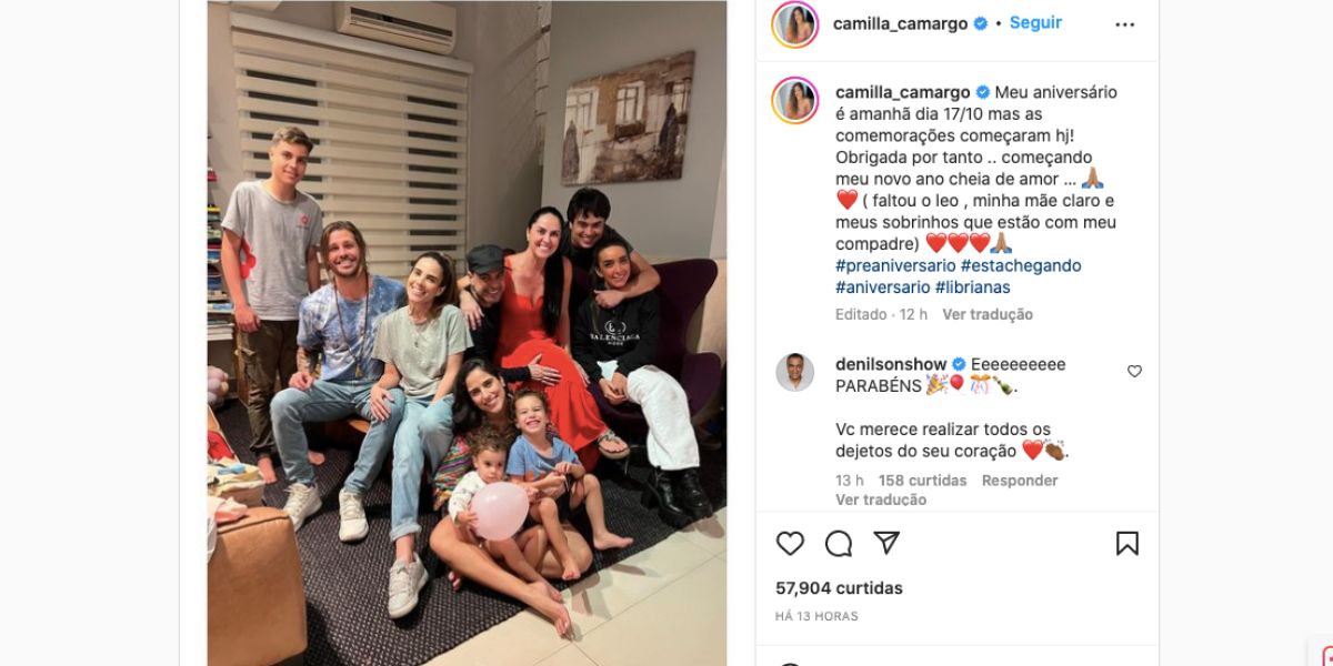 Igor Camargo, Camilla, Zezé Di Camargo, Graciele Lacerda, Dado Dolabella e Wanessa aparecem em nova foto de família (Reprodução)