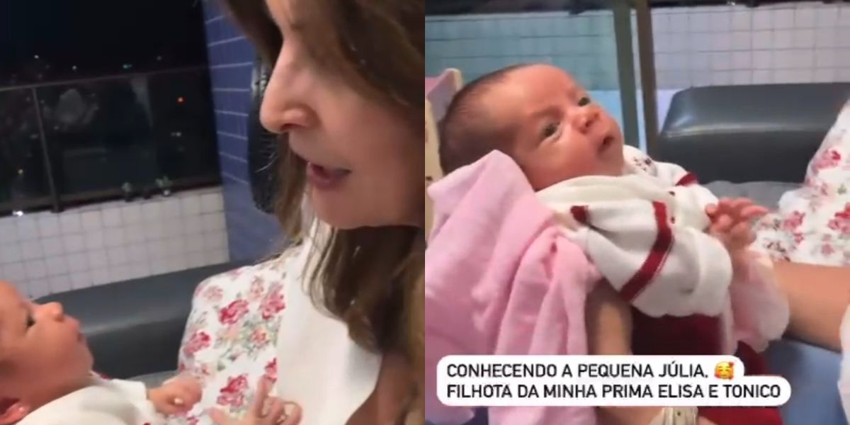 Fátima Bernardes surge com bebê