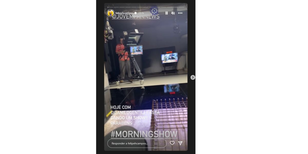 Felipeh Campos entrega Danilo Gentili em Storie