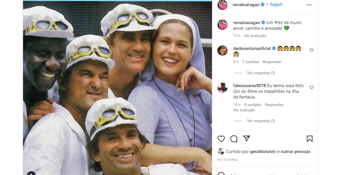 Renato Aragão publica registro raro com Xuxa na época dos Trapalhões