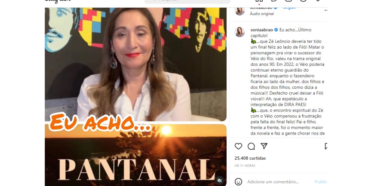 Sonia Abrão faz publicação sobre Pantanal