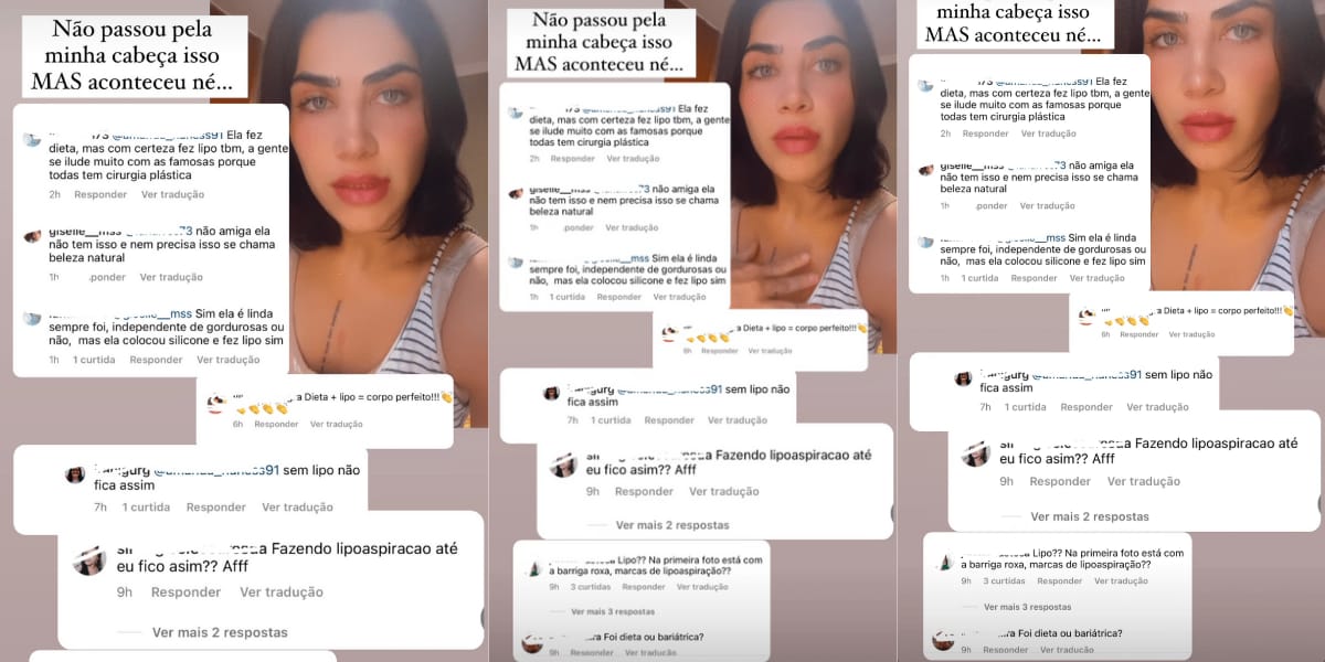 Jéssica Costa rebate comentários de que teria feito lipoaspiração (Reprodução: Instagram)