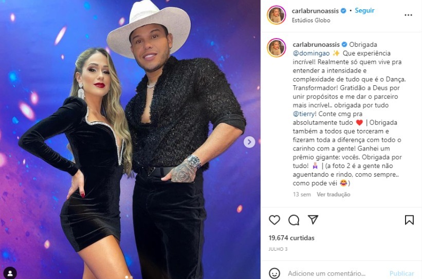 Tierry e Carla Bruno na Dança dos Famosos (Foto: Reprodução/Instagram)