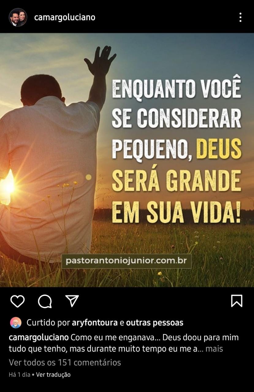 Publicação de Geraldo Luís (Foto: Reprodução/ Instagram)