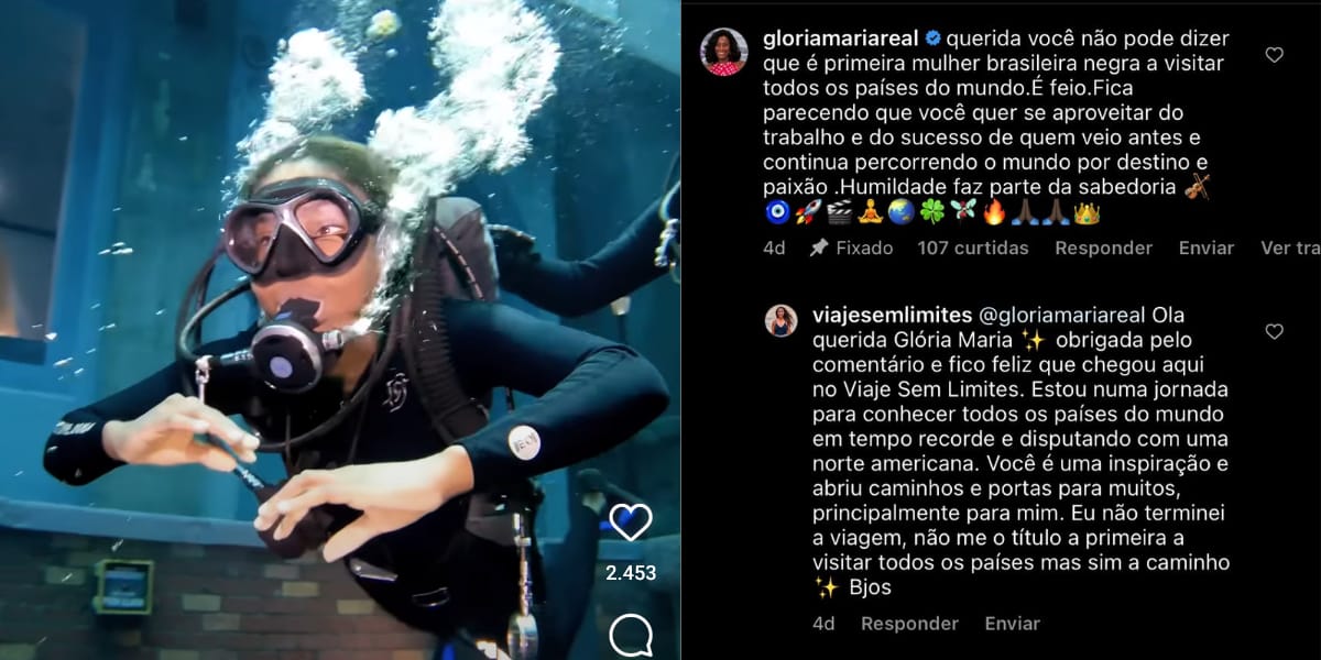 Gloria Maria e Nataly Gabrielly geram pequena discussão em uma publicação nas redes sociais (Reprodução: Instagram)