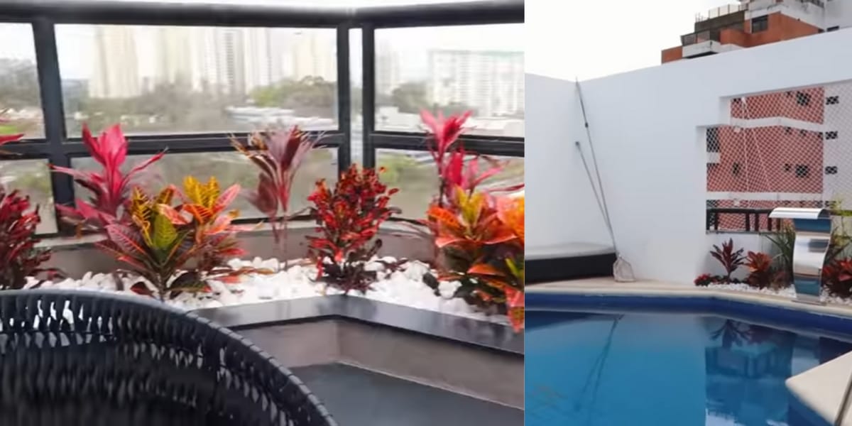 Vista do duplex de Viih Tube e enorme piscina na cobertura (Reprodução: Youtube)