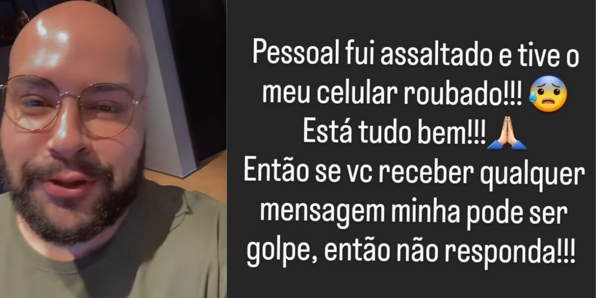 Tiago Abravanel conta que foi assaltado, momentos depois da prova de roupas para a festa de seu casamento (Reprodução: Instagram)