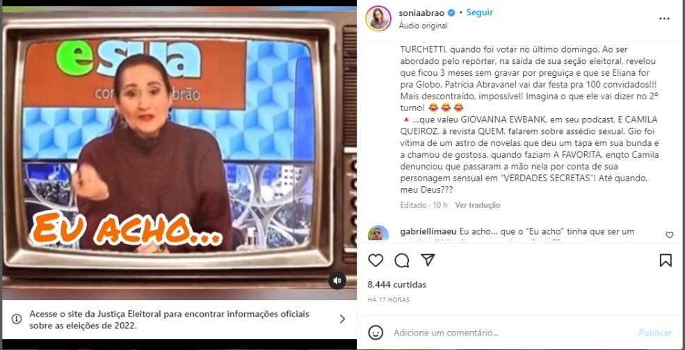 Post de Sonia Abrão (Foto: Reprodução/Instagram)