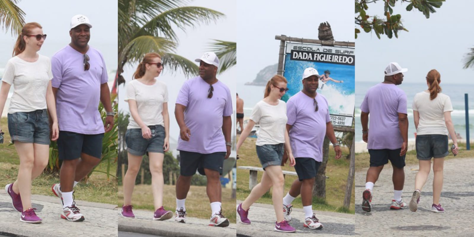 Ailton Graça caminhando ao lado da esposa, a atriz Kátia Naiane (Foto: Reprodução/Montagem)