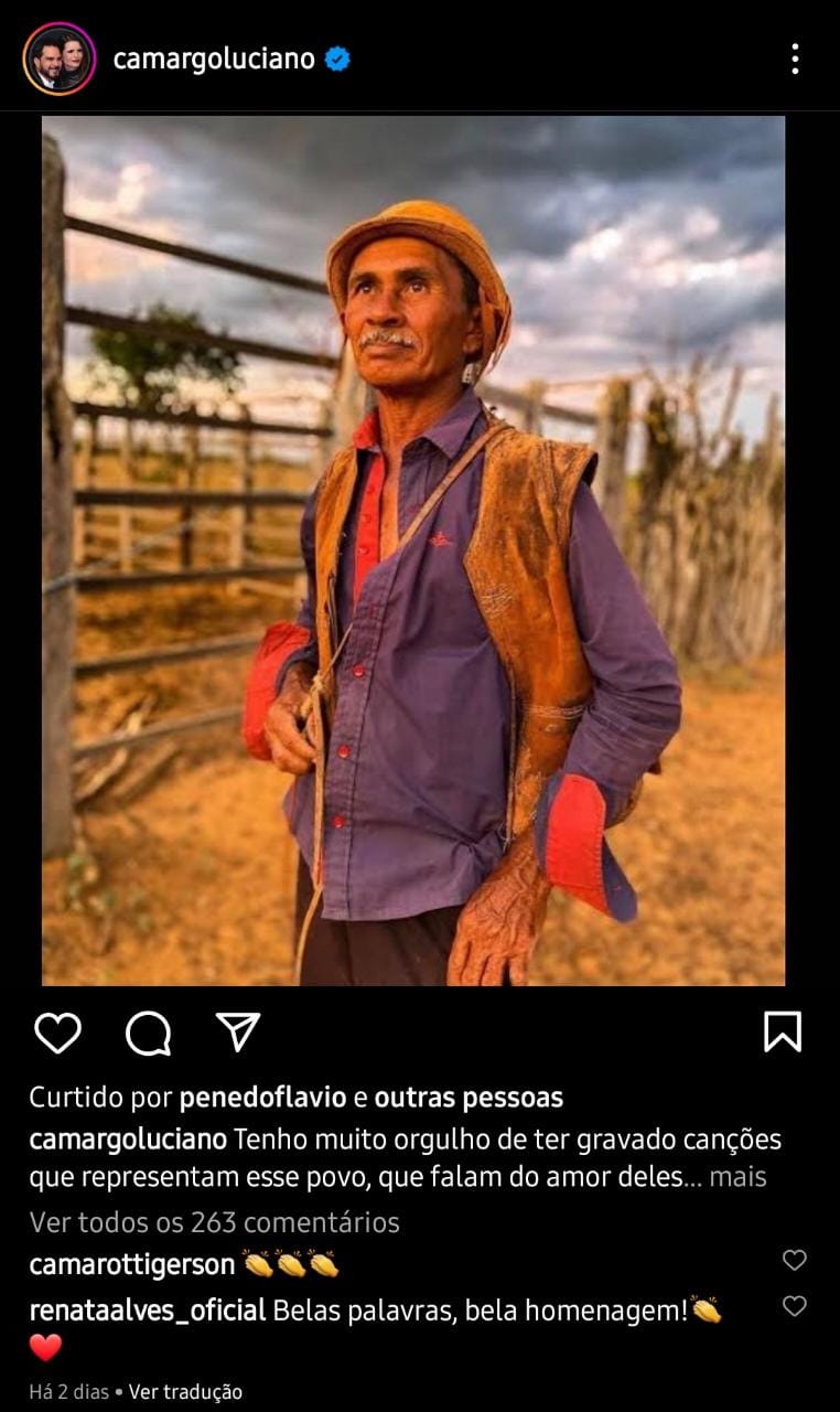 Publicação de Luciano Camargo (Foto: Reprodução/ Instagram)