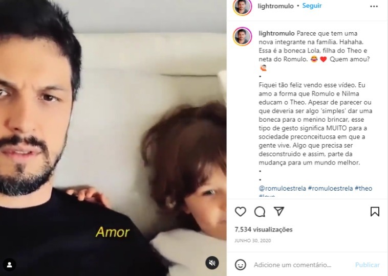 Rômulo Estrela fala sobre o filho brincar de boneca (Foto: Reprodução/Instagram)