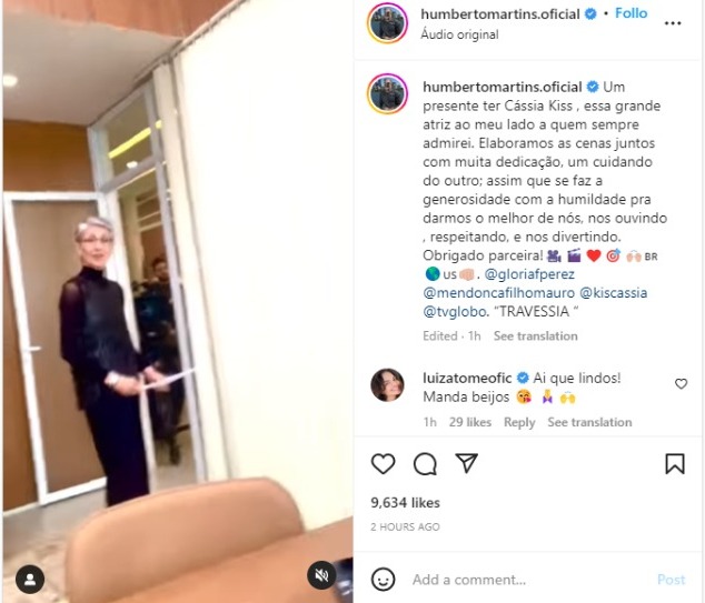 Humberto Martins rasga elogios para Cássia Kis (Foto: Reprodução/Instagram)