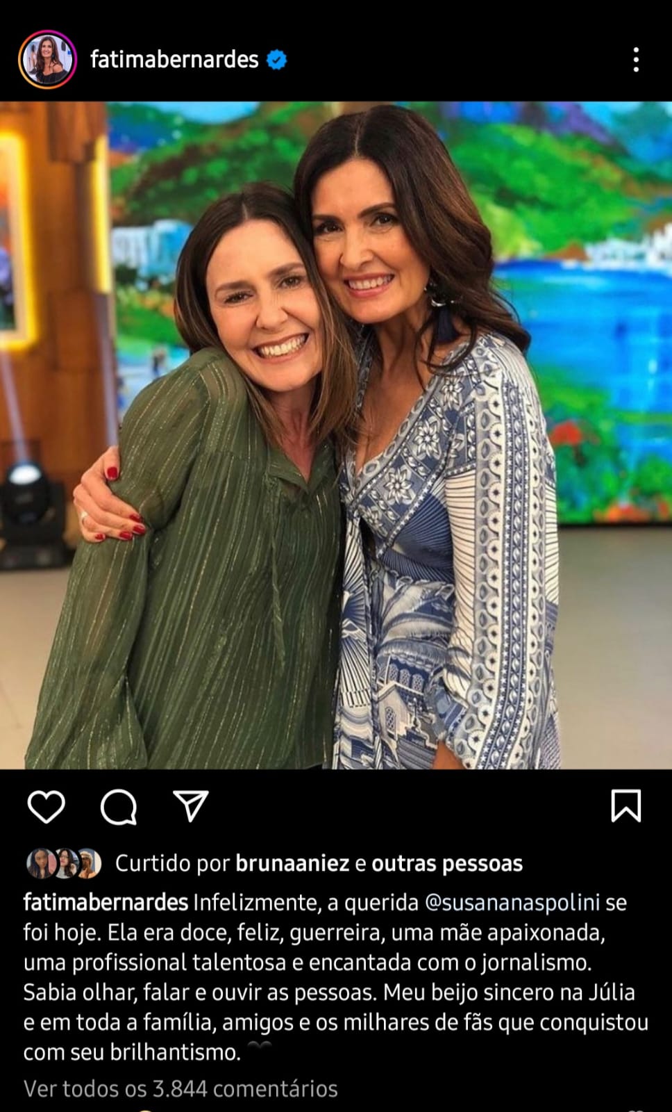 Publicação de Fátima Bernardes (Foto: Divulgação)