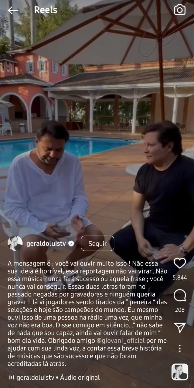 Publicação Geraldo Luís (Foto: Reprodução/ Instagram)