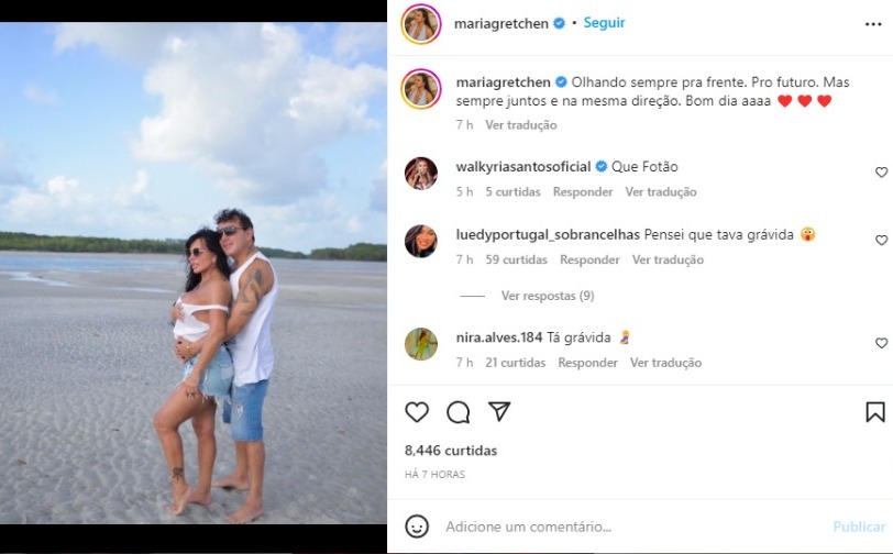 Gretchen e o marido, Esdras Souza, surgem em foto enigmática e geram especulação de uma possível gravidez nos fãs (Foto: Reprodução/Instagram)