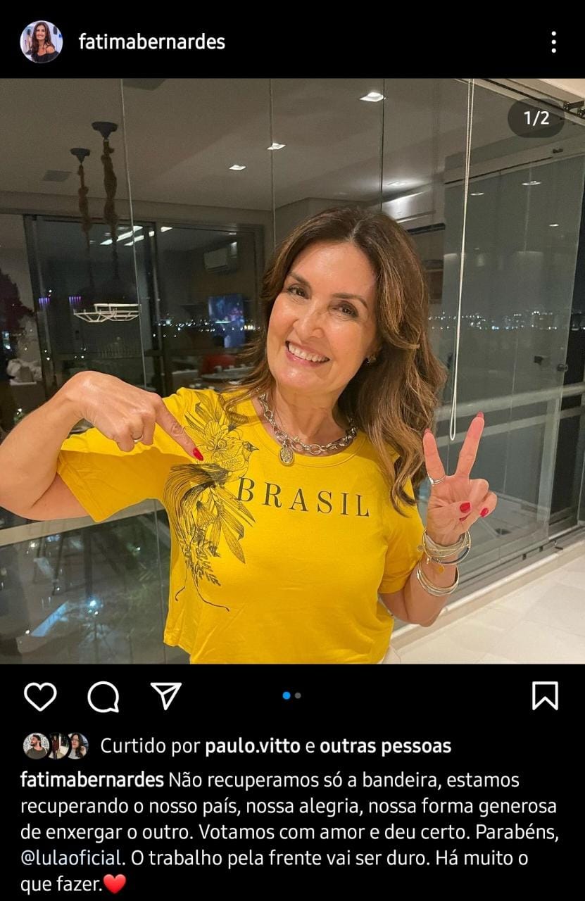 Publicação de Fátima Bernardes (Foto: Reprodução/ Instagram)