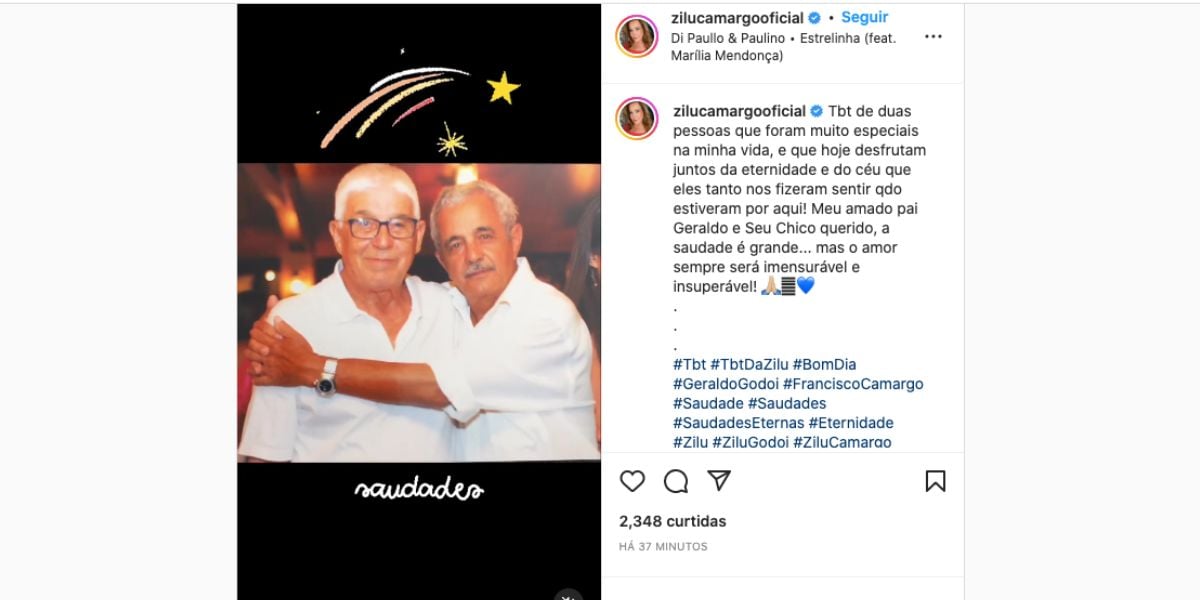 Zilu compartilha clique do pai ao lado de Seu Francisco e fala sobre saudade (Reprodução)