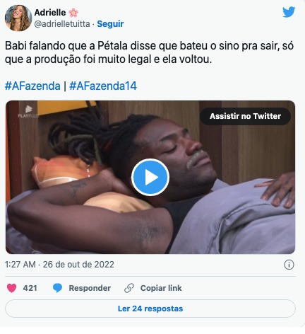 De acordo com Bárbara, Pétala tentou desistir da Fazenda 14 (Reprodução) 