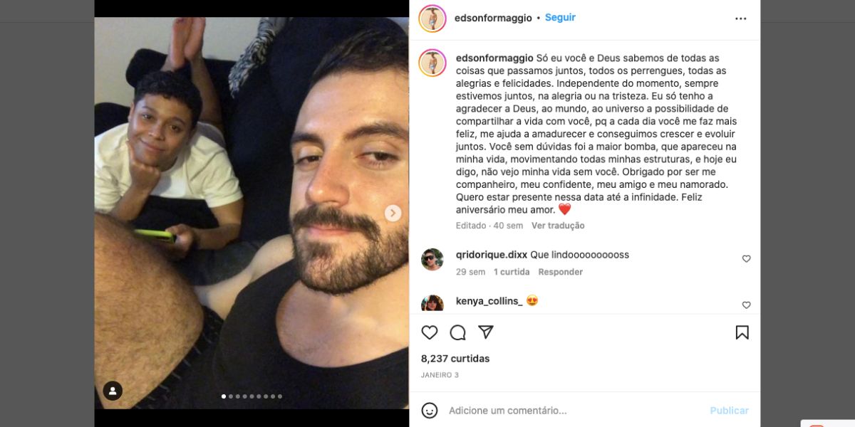 Declaração de amor é exposta nas redes sociais (Reprodução)