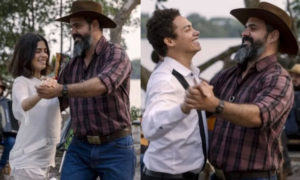 Pantanal - Em reviravolta, Alcides (Juliano Cazarré) faz as pazes com Guta (Julia Dalavia) e leva Zaquieu (Silvero Pereira) à loucura (Foto: Reprodução / Globo)