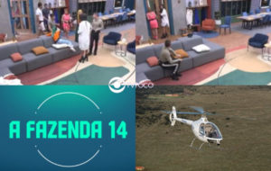 A Fazenda 14 - Mensagem subliminar? Record corta sinal ao vivo após possível invasão de helicóptero na tarde desta terça-feira (11) (Foto: Reprodução / PlayPlus / Montagem TV Foco)