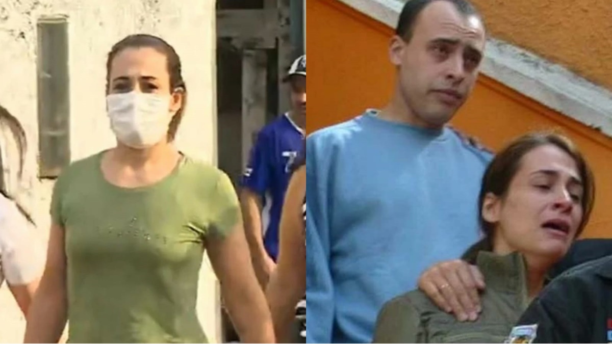 O casal Nardoni na época do crime e Anna Carolina Jatobá na saidinha do presídio